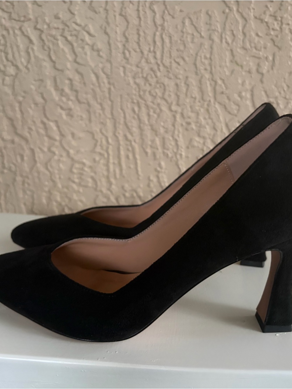 Black Faux Suede Pointed Toe Women's Pumps